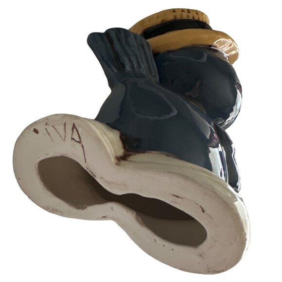 Blue Bird Vintage Ceramic Signed IVA Offering Speckled Blue Easter Egg - Picture 8 of 10